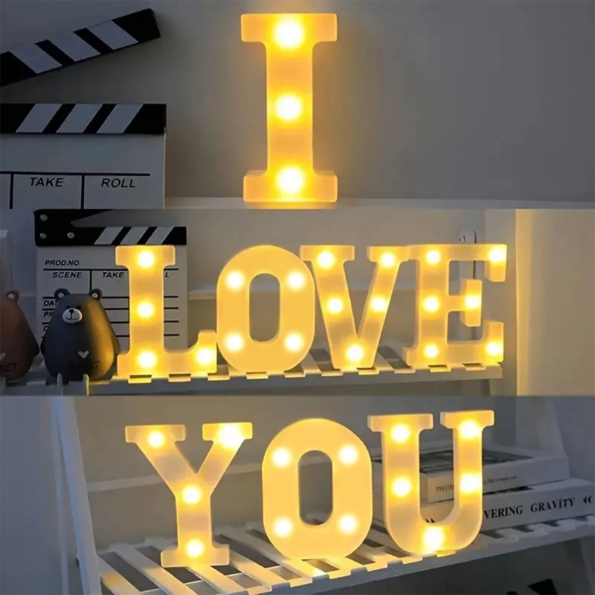 White Decorative Led Light Up 6.3'' Number Letters Sign Night Lights Marquee