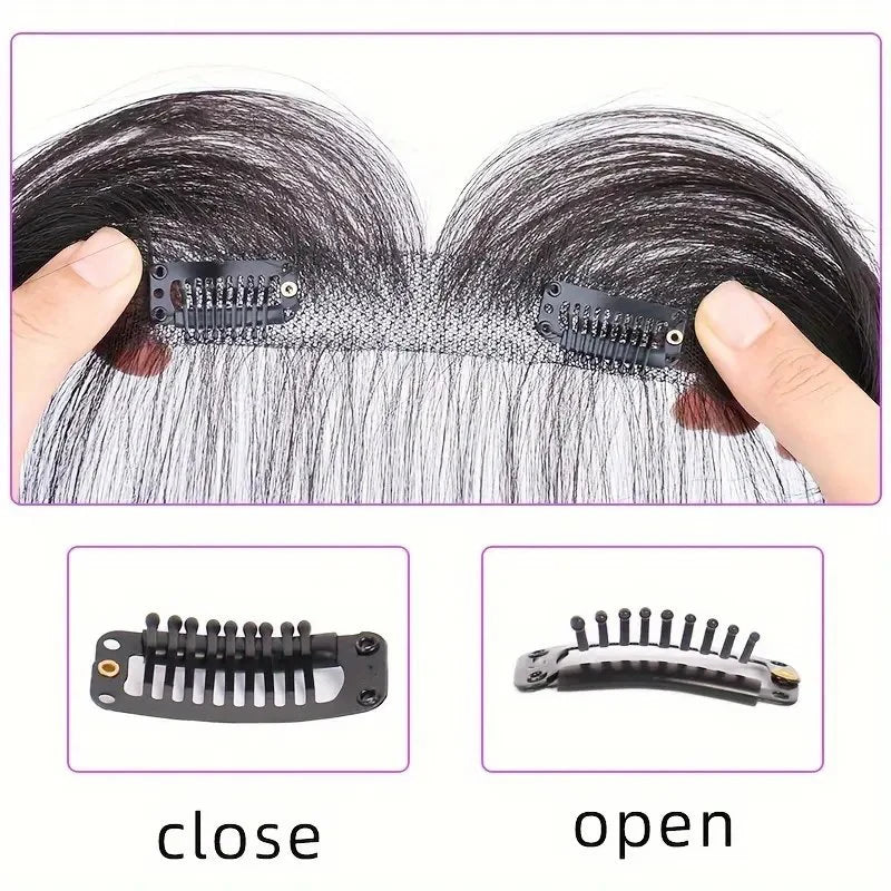 100% Real Human Hair Straight Hair Full Hand Crochet Bangs Wig  for All Hair