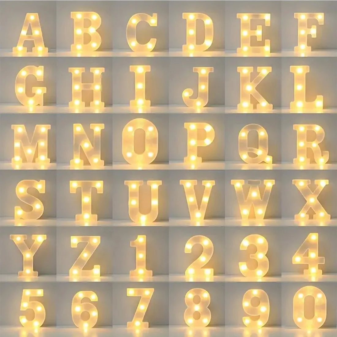 White Decorative Led Light Up 6.3'' Number Letters Sign Night Lights Marquee