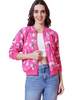 9 Impression Women Printed Bomber Jackets | Full Zipper Regular Jacket | Casual Sweatshirt | Oversized Jackets for Women