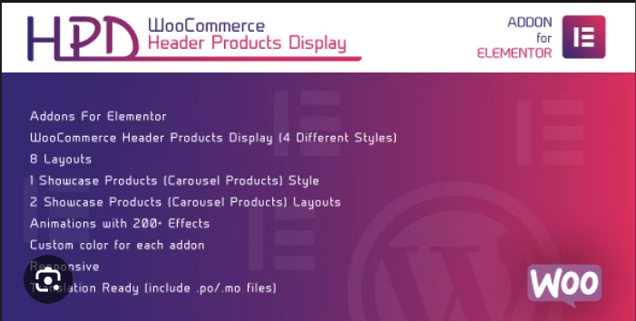 WooCommerce Header Products Display for Elementor