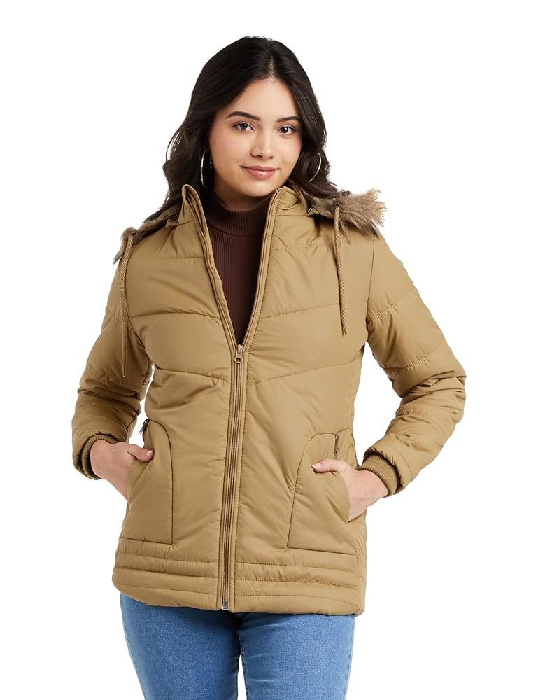 Amazon Brand – Symbol Polyester Women Quilted Standard Length Jacket