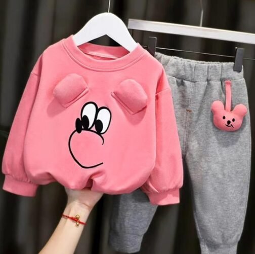 Ameeha Kids fleece Winter Wear Casual Sweatshirt Sweatpant Clothing Set for Baby Boy Girl