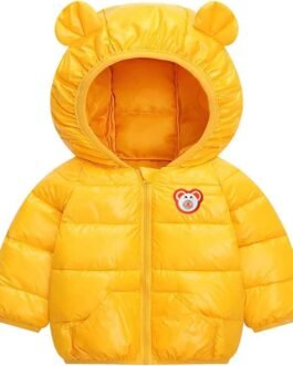 Blue Cartoon Lion Print Kids Shiny Sparkling Quilted Winter Warm Hood Jacket Coat Fleece Bomber Jersey Coat Quilted Jacket for Boys Girls Kids