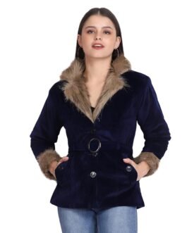 Buynewtrend Velvet Winter Coat Jacket For Women