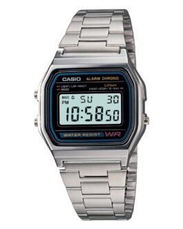 Casio Vintage A158WA-1DF Black Digital Dial Silver Stainless Steel Band D011