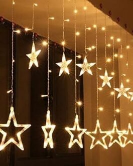 Desidiya 12 Stars 138 Led Curtain String Lights Window Curtain Lights with 8 Flashing Modes Decoration for Christmas, Wedding, Party, Home, Patio Lawn Warm White (138 Led-Star,…