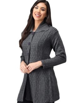 eKools Women Wool Blend Banded Collar Cardigan