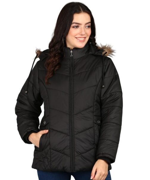 ELLIPSE Women’s Stylish Solid Full Sleeves Jacket | Winter Wear Quilted Jacket for Travelling | Hooded Jacket for Girls