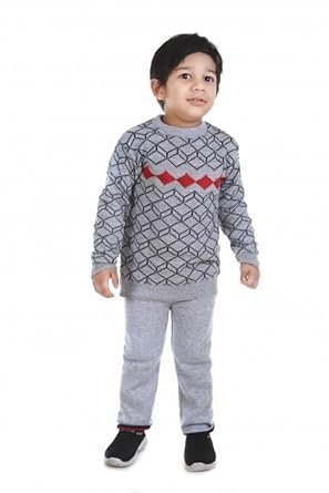 GTWO Full Sweater for Kids Boys and Girls Winter Wear Woolen Round Neck Pullover Sweater Pajami Set- Pack of 1