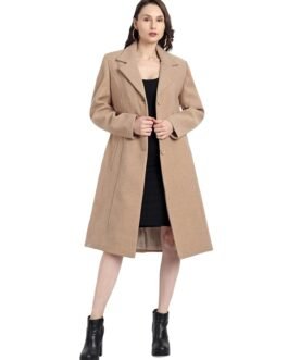 HAUTEMODA Women’s Winter Coat Trench Long Sleeves Over Coat With Pocket single Breasted Coat