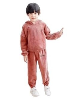 IKKAI Unisex Winter Style Pajama Sets for (Girls/boy) Hoodie Cold-Weather Fleece and Pants Soft Fabric with Casual wear Kid’s Pack of 1