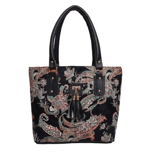 jsm fashion Women's Handbag (BLACK PRINT_Black)