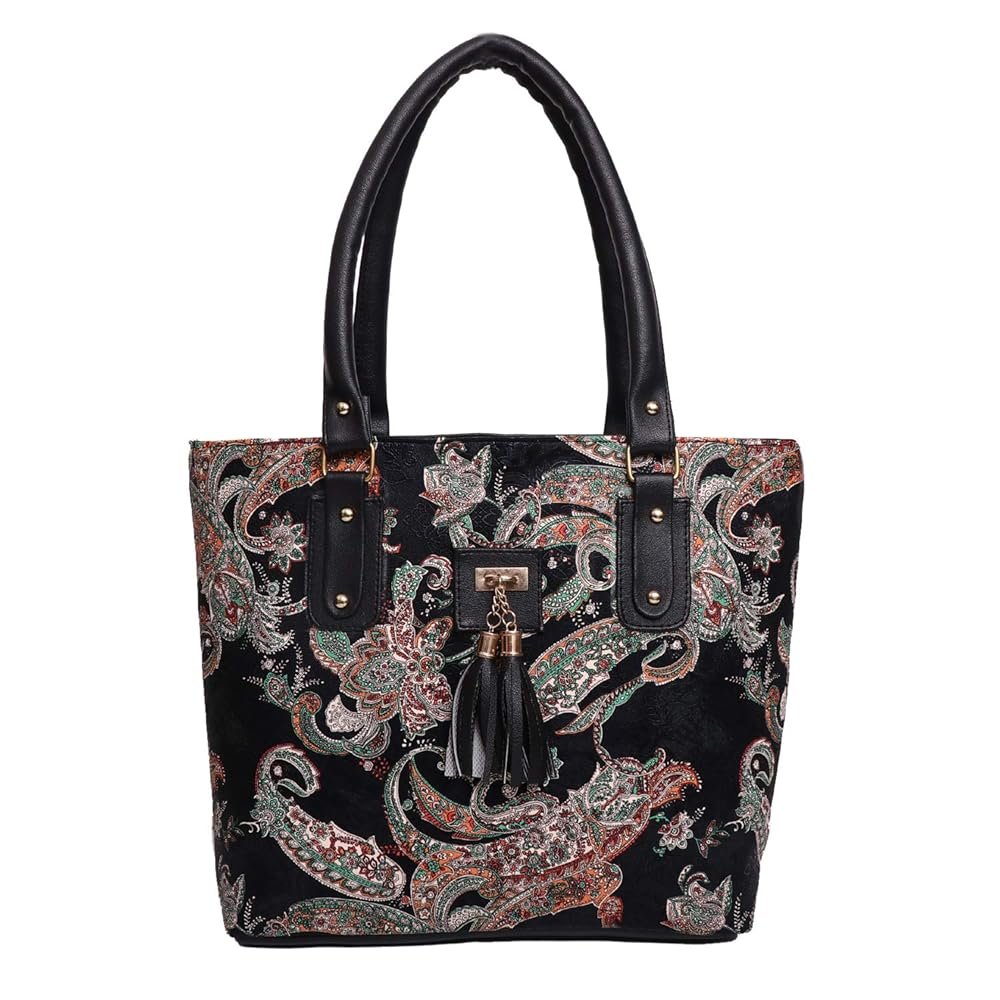 jsm fashion Women’s Handbag (BLACK PRINT_Black)