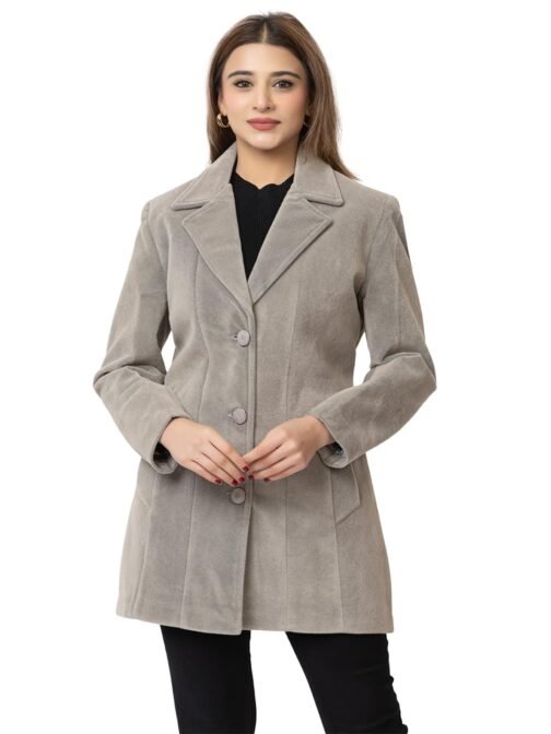 Lady Leaf Winter Wear Casual Tweed led flock Solid Womens Blazer's (9505 Grey)