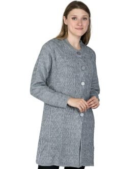 LADY WILLINGTON Women Woolen Long Coat Warm Fabric Cardigan Winter Wear Pure Wool Solid Sweater for Women 100% Rainbow Wool Free Size Cotty Fully Warm Cardigans with Side…