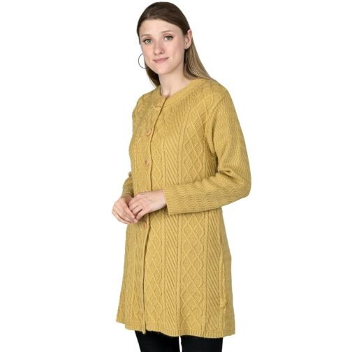 LADY WILLINGTON Women Woolen Long Coat Warm Fabric Cardigan Winter Wear Pure Wool Solid Sweater for Women 100% Rainbow Wool Free Size Cotty Fully Warm Cardigans with Side Pockets