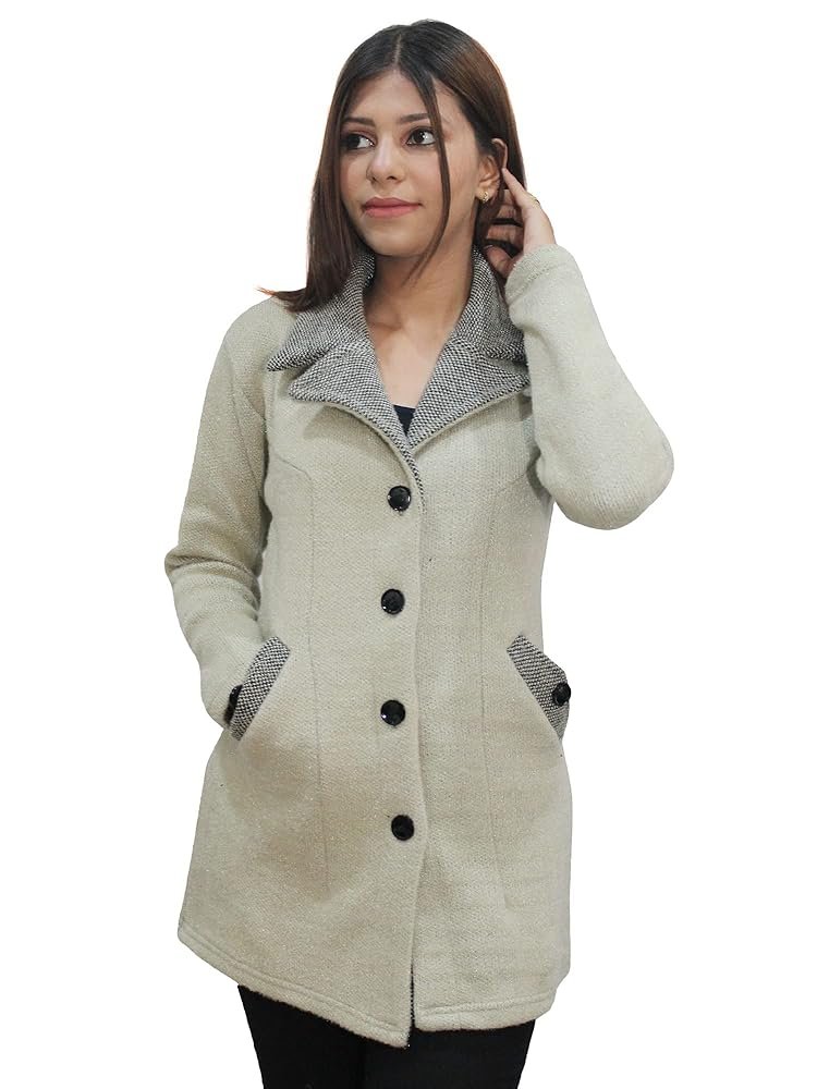 Matelco Womens Woollen Collared Coat Cardigan