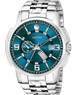 Matrix Black, Blue, White Dial, Day & Date Functioning, Stainless Steel Strap Analog Watch for Men & Women