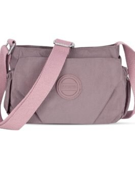 Storite Women’s Stylish Small Nylon Lightweight Sling Crossbody Shoulder Bag, Portable Ladies Purse with Adjustable Single Strap (15cm x 9cm x 8cm, Bean Purple)