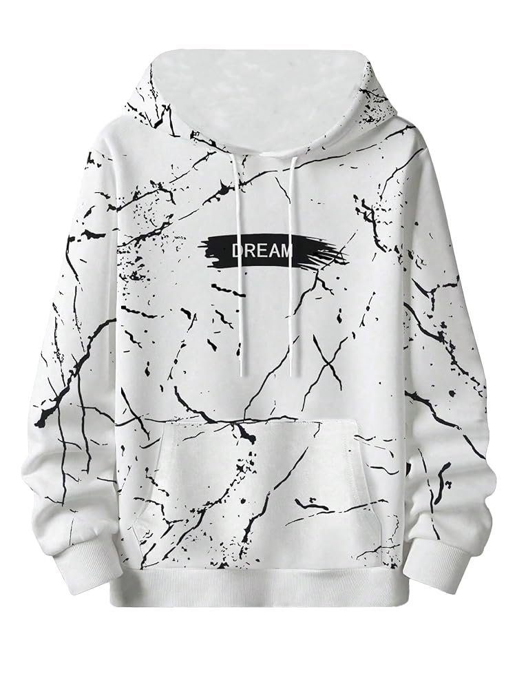 TAGDO Men’s Letter Printed Pocket Front Drawstring Hoodie