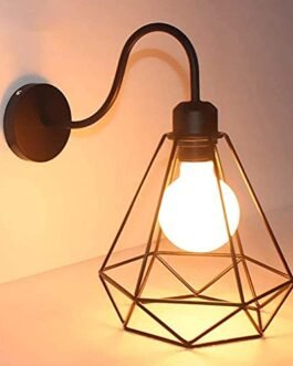 VRCT Vintage Wall Lamp Industrial Black Diamond Metal Cage Retro Living Room Wall Ceiling Lamp