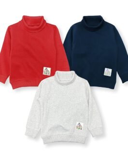 YUV Baby Boys & Girls Winter wear Turtle Neck Cotton Fleece Tshirt – Pack of 3